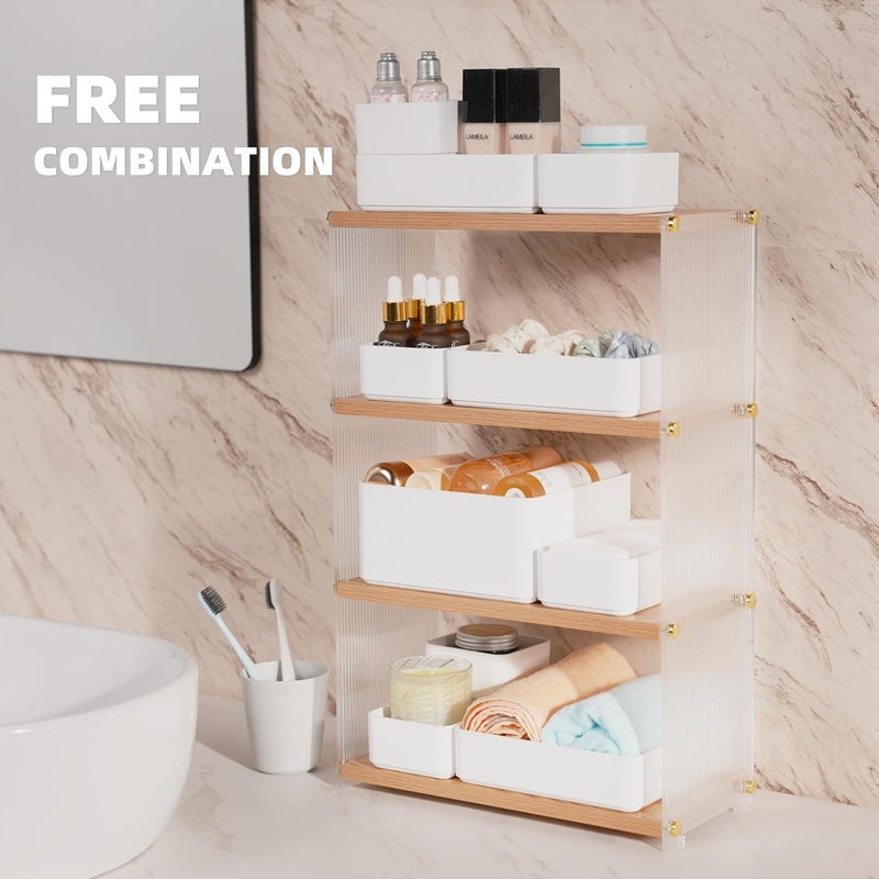 CHANCETSUI 11-Piece Stackable Drawer Organizer Set, Multi-size Desk Drawer Organizer Trays Vanity Storage Bins for Storing Makeup, Stationery, Utensils in Bathroom Dresser, Office and Kitchen - Image 4